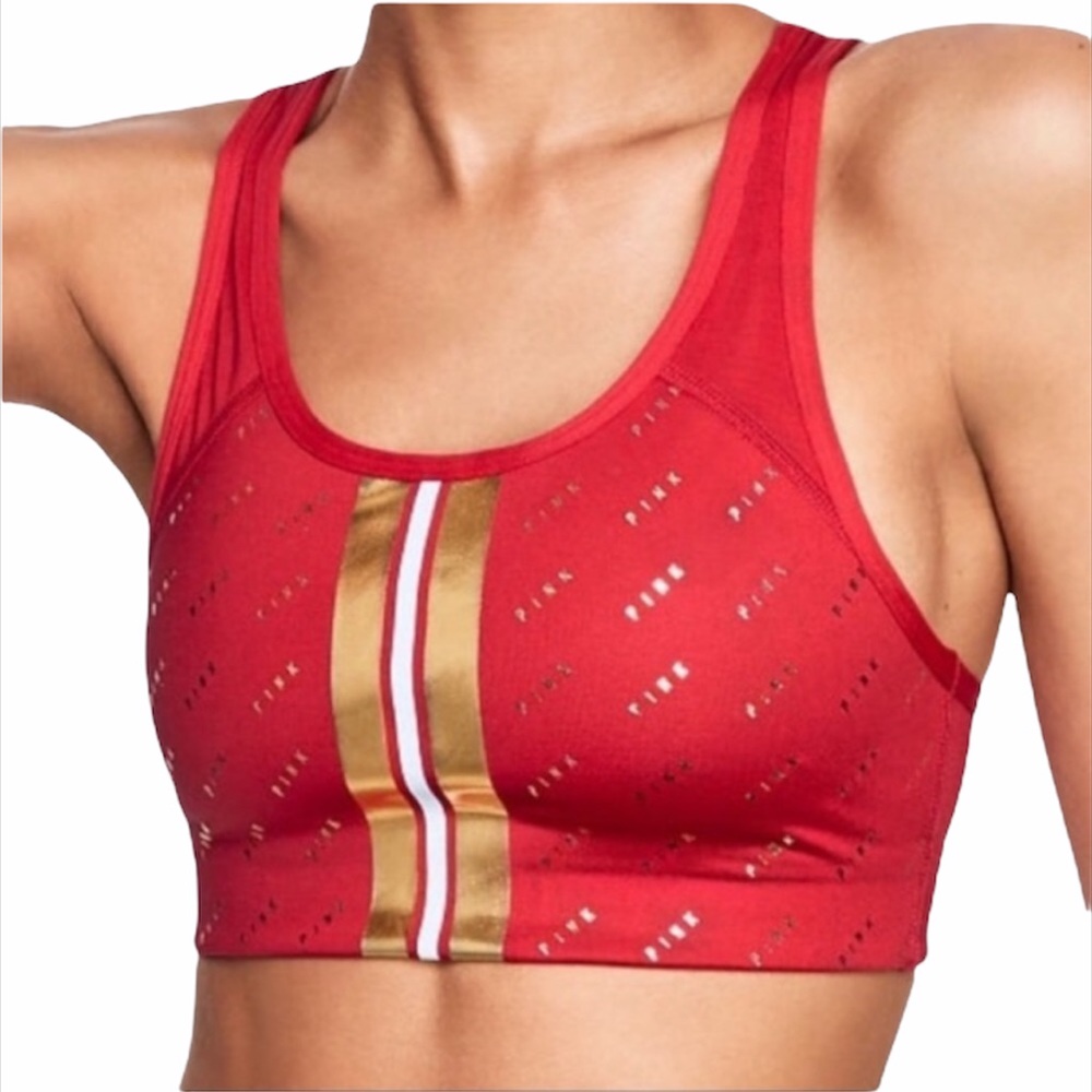 PINK Victoria’s Secret Sports Bra, Red, Small